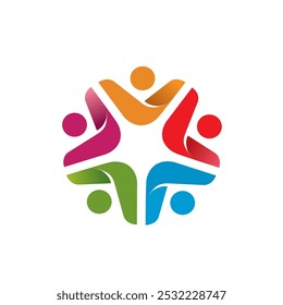 Creative Colorful Five People Logo Design Vector Symbol Illustration	
