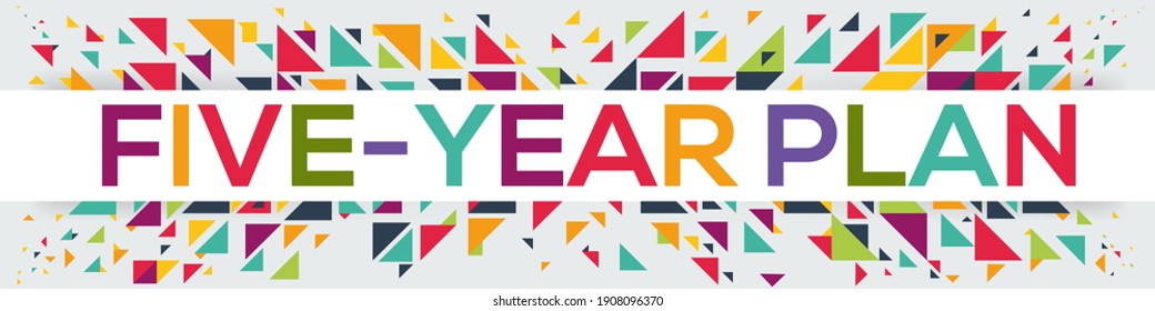 creative colorful (Five-Year Plan) text design, written in English language, vector illustration.	

