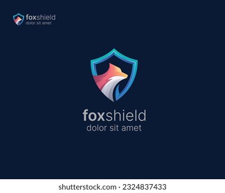 Creative colorful fox shield logo