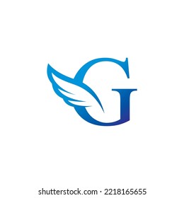 
creative colorful G logo template design with feather wings vector. modern logotype symbol. wing logo. symbol of freedom. flying icon. suitable for airlines and the like with the initials G