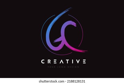 Creative Colorful GC Brush Letter Logo Design. Artistic Handwritten Brush Letters Logo Concept Vector. 