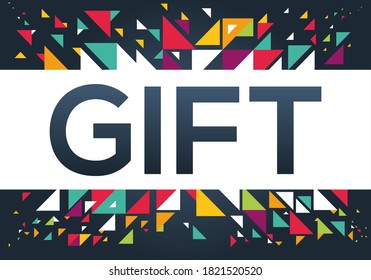 diseño de texto creativo colorido (Gift), escrito en inglés, ilustración vectorial.