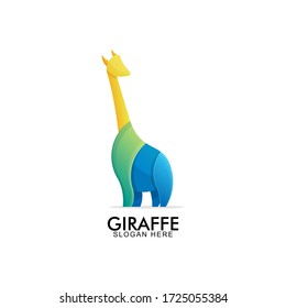 creative colorful giraffe logo design suitable for media logo, company,business, and zoo logo