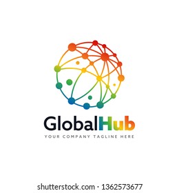 Creative  colorful global hub logo vector logo design template Vector illustration