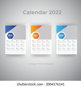 Creative Colorful gradient Business one page wall Calendar Template Premium Vector Design 2022