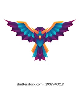Creative colorful gradient owl vector art logo concept design template