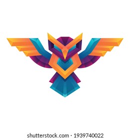 Creative colorful gradient owl vector art logo concept design template