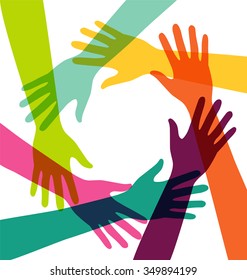 Creative Colorful Hand Connection with Teamwork