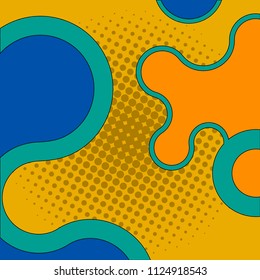 Creative colorful header design in retro style. Vector with halftone effect.