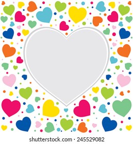 creative colorful heart shape pattern with big grey heart shape to write text design vector