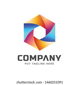 Creative colorful hexagon logo template