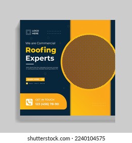 Creative and colorful Home roof repair services Social media banner design template