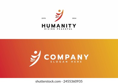 creative colorful human and bird symbol logo design vector illustration. modern humanity, freedom, unity icon logo vector design template with elegant, comfy and unique styles 