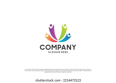 Diseño de un logo creativo y colorido de unidad humana.