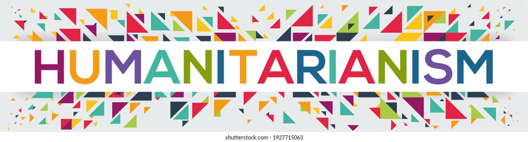diseño de texto creativo colorido (humanitarianismo), escrito en inglés, ilustración vectorial.