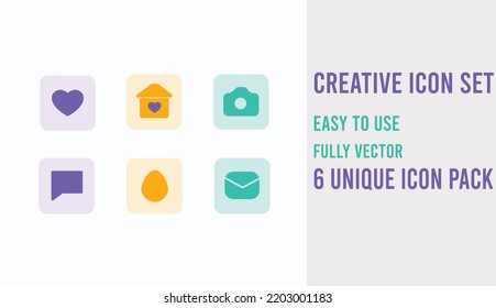 Creative Colorful Icons Collection Vector Image Stock Vector (Royalty ...