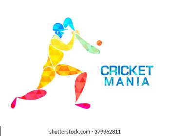 Creative colorful illustration of a Batsman ready to hit the shot on grey background for Cricket Mania concept.