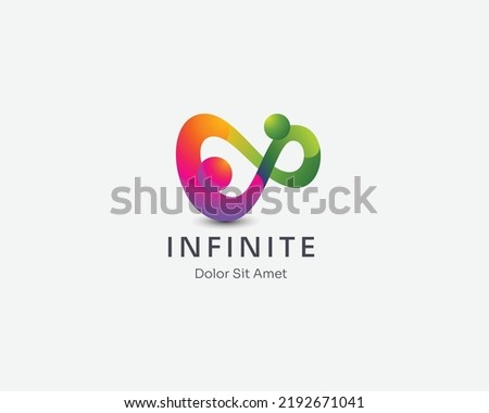 Creative colorful infinity people logo gradient