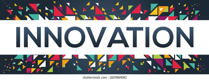 diseño de texto creativo colorido (innovación), escrito en inglés, ilustración vectorial.