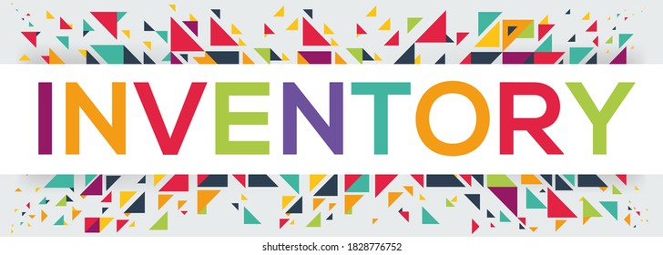 diseño de texto creativo colorido (inventario), escrito en inglés, ilustración vectorial.