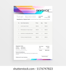 creative colorful invoice template design
