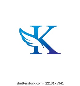 
creative colorful K logo template design with feather wings vector. modern logotype symbol. wing logo. symbol of freedom. flying icon. suitable for airlines and the like with the initials K