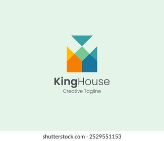 Creative colorful king crown house logo