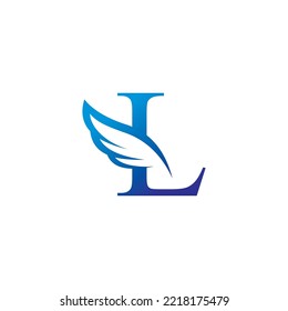 
creative colorful L logo template design with feather wings vector. modern logotype symbol. wing logo. symbol of freedom. flying icon. suitable for airlines and the like with the initials L