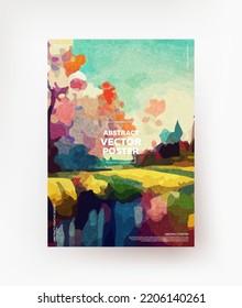 Creative colorful landscape in Impressionism style for posters, banners, covers, etc.