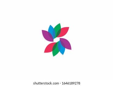 Creative colorful leaves vector logo design