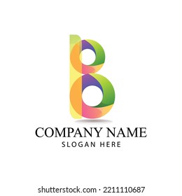 Creative and colorful letter b logo icon template on white isolated background.