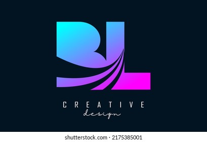 Creative bunter Buchstabe BL b l Logo mit führenden Linien und Straßenkonzept Design. Buchstaben mit geometrischem Design. Vektorgrafik mit Buchstaben und kreativen Schnitten und Linien.
