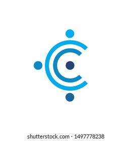 Creative colorful letter c leadership,community and social care Logo template vector icon isolated on white background