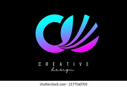 Creative colorful letter Co c o logo with leading lines and road concept design. Letters with geometric design. Vector Illustration with letter and creative cuts.