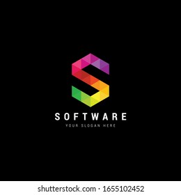 Plantilla de diseño de logotipo de carta S creativa y colorida