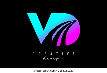 Creative colorful letter VD v d logo with leading lines and road concept design. Letters with geometric design. Vector Illustration with letter and creative cuts.