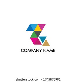 creative colorful letter z pixel logo vector