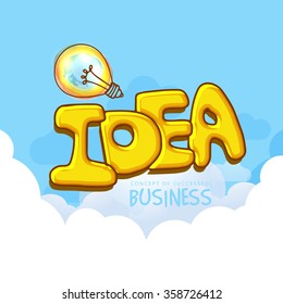 Creative colorful light bulb on stylish background for Idea concept.