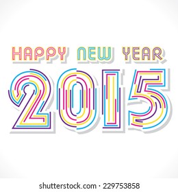 creative colorful line new year 2015 design vector