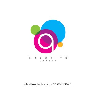 Creative colorful linked circles style letter A Logo