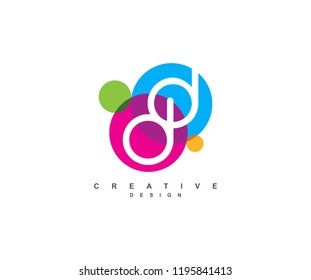 Creative colorful linked circles style letter DD Logo