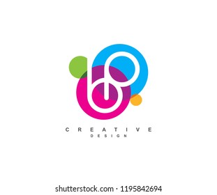 Creative colorful linked circles style letter BP Logo