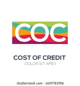 Creative colorful logo , COC mean (cost of credit) .
