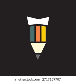 A creative and colorful logo design representing a pencil, constructed from various geometric segments.