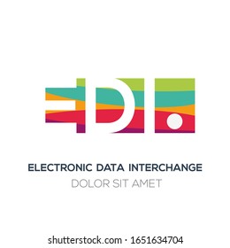 Logotipo creativo y colorido , medio EDI (intercambio electrónico de datos) .