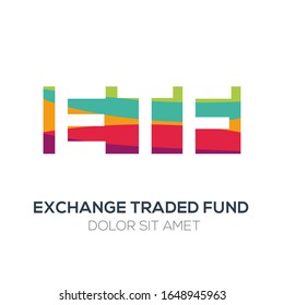 Creative colorful logo ,ETF mean (exchange traded fund) .