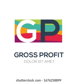Logo creativo y colorido , GP media (beneficio bruto) .