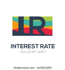 Creative colorful logo ,IR mean (interest rate) .