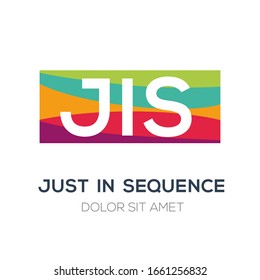 Creative colorful logo , JIS mean (just in sequence) .