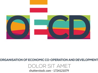 Creative colorful logo ,OECD mean (organisation of economic co-operation and development) .